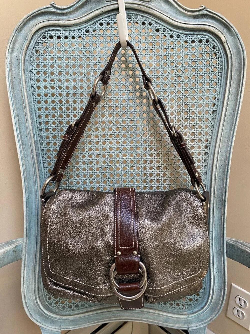 Vintage Coach Metallic Leather Chelsea Flap Bag